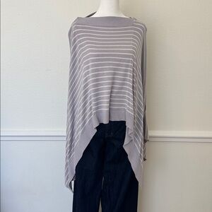Lululemon Forward Flow Pullover Ribbed Knit Sweater Poncho LavenderWhite Stipes